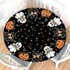 Halloween Round Table Cover Waterproof Oilproof Stretch Fitted Tablecloth Pumpkin Ghost Print Wipeable Table Protector Home Party Holiday Dining Decor