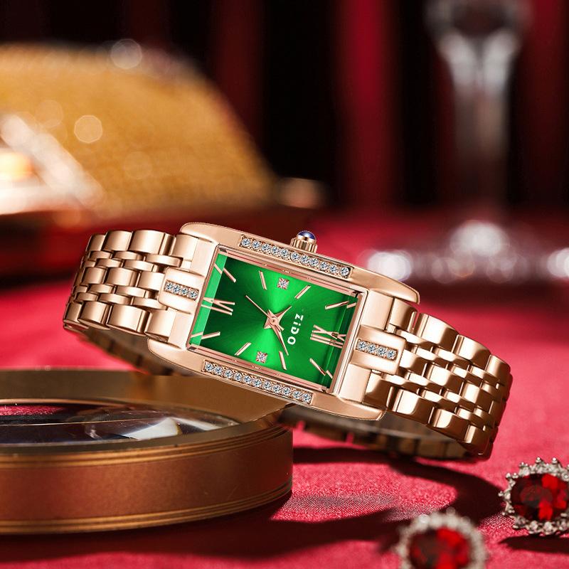 Watch Green Automatic Fashion Versatile Temperament Light Luxury Waterproof Rectangle 1308 Ladies Watch