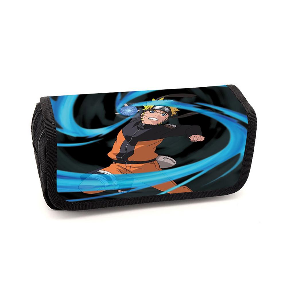 NARUTO Cartoon Anime Pencil Box Double Layer Flip Pen Case Lightweight Stationery for Kids School Daily Use,Boys&Girls Ages 5-10