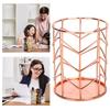 2Pcs Pen Holder Round Rose Gold Desktop Storage Basket Metal Mesh Makeup Organizer Box