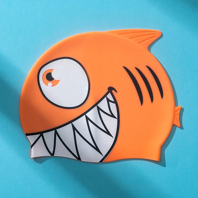 Cartoon Children's Silicone Swim Caps Waterproof Bathing Hats for Kids and Toddlers with Long or Short Hair for Boys and Girls