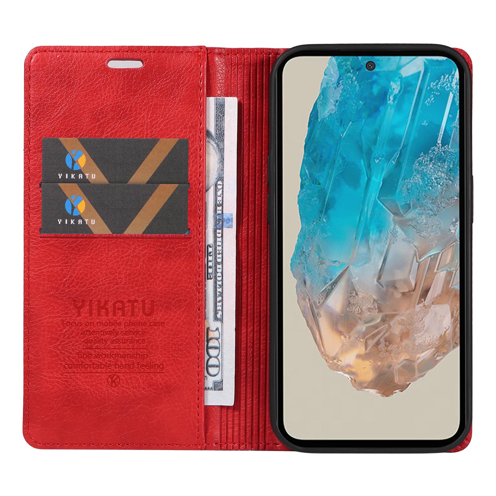 

YIKATU YK-006 For Samsung Galaxy M35 5G Case Litchi Grain Leather Wallet Phone Cover Red