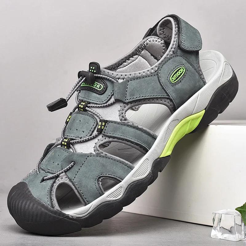 Fashion Summer Breathable Anti-skid Beach Shoes Outdoors Flats for Men Soft Sole Casual Sandals Leisure Walk Hollow Out Footwear Sandals