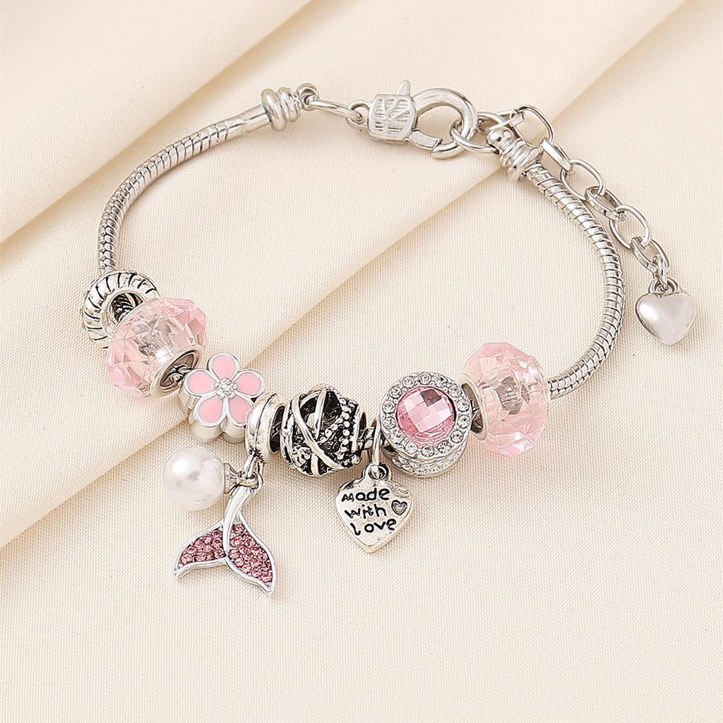 Mermaid Tail Beaded Bracelet With Crystal Accents For Girls Giftgiving