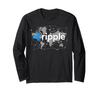 Ripple XRP Logo Cryptocurrency Blockchain World Map Long Sleeve T-Shirt