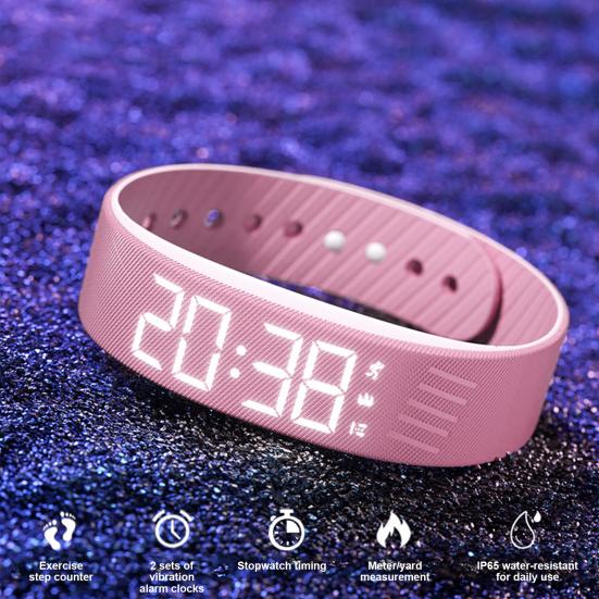 Vibrierende Alarm-Erinnerungsuhr Schüler Stiller Wecker Armband Digitale Uhr mit Schrittzähler Vibration Stoppuhr Timer für Tiefschläfer Herren