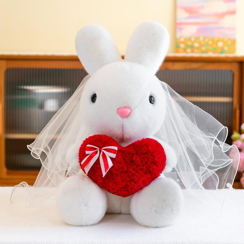 Cute Wedding Bunny Plush Toy For Girlfriend Valentine's Day Gift 45cm Pink Red