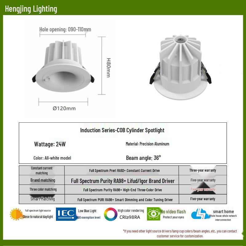 Full-Spectrum Anti-Glare Human Sensor Downlight for Home and Hotel Corridors