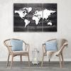 Three Piece Picture Canvas Print World Map Vintage