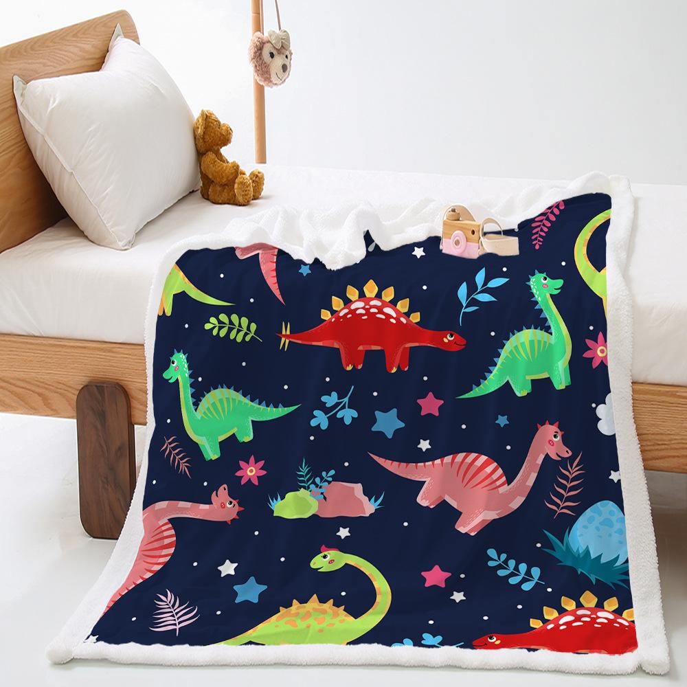 Blanket Cartoon Dinosaur Blanket Digital Printed Lamb Fleece Crystal Fleece Blanket