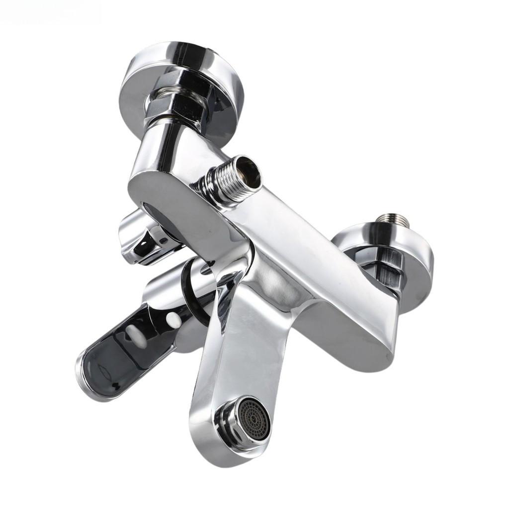 Household Dual Control Shower Faucet Silver Hot and Cold Water Mixer Bathroom Brass Bathtub Tap