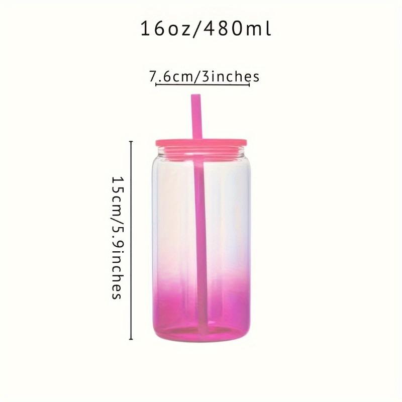 1 Stück 16oz (480ml) Mason Cups Glasbecher mit Farbverlauf, Deckel und Strohhalm, wiederverwendbarer Becher für Eiskaffee, Smoothies oder Boba-Becher