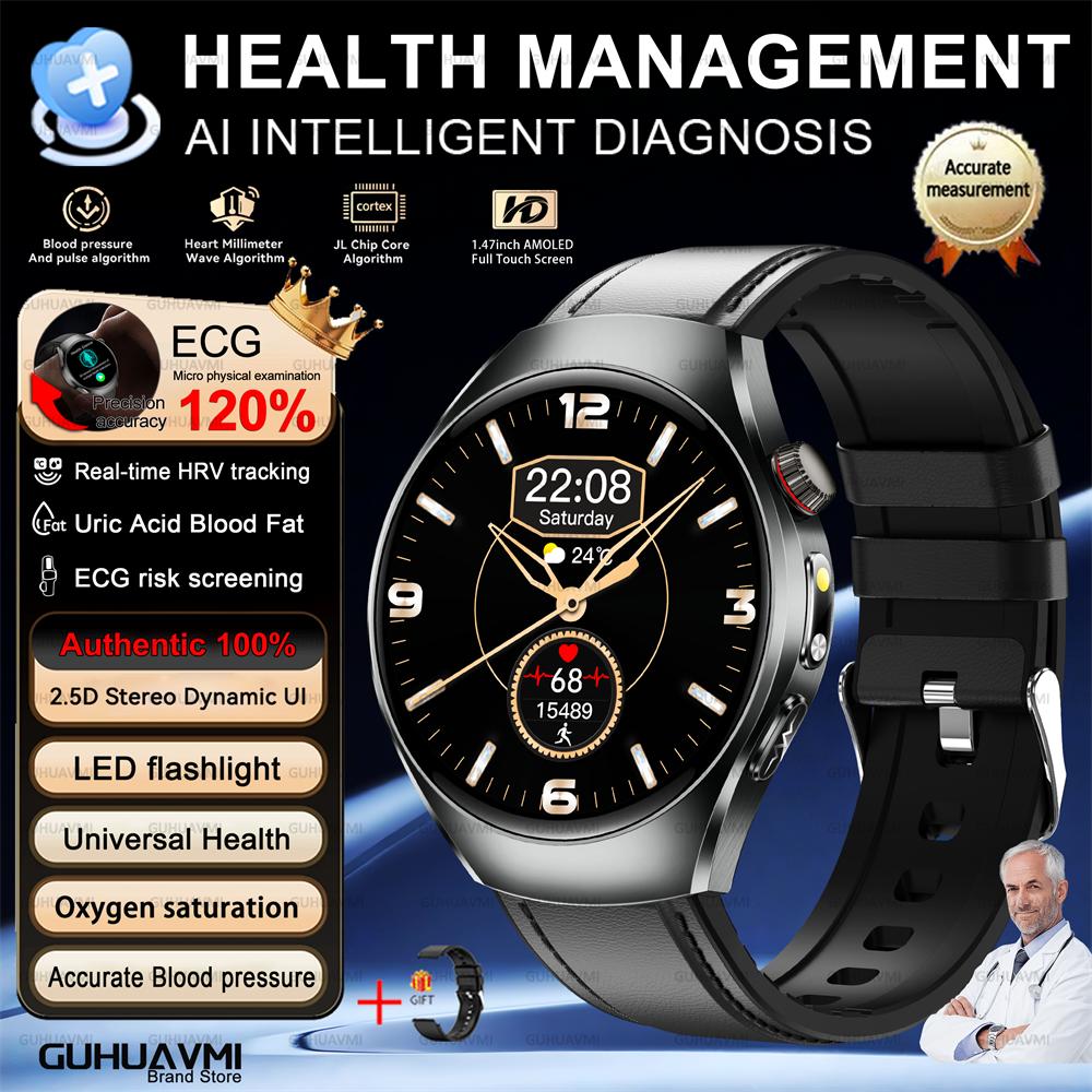 2026 Brand New Upgrade Health Check Smart Watch ECG Blood Lipid Uric Acid Body Fat Sports Waterproof Smart Watch For Man Women