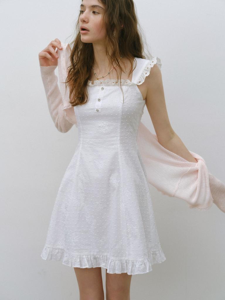 Sinseuden French Embroidered Mini Dress