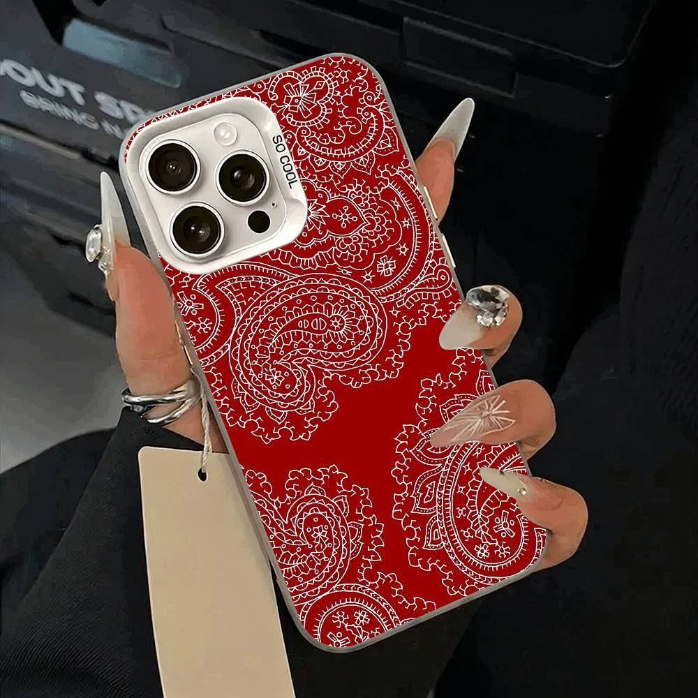 Bandana Pattern Phone Case For IPhone 17 Air 16 15 14 13 12 11 Pro Max White Sliver Hard Cover