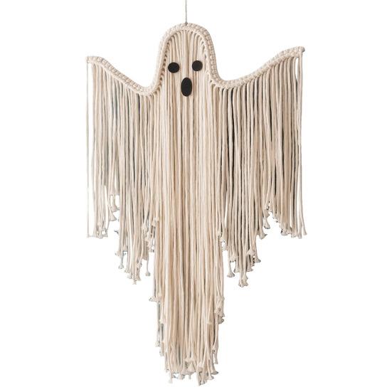Halloween Ghost Decorations Hand-Woven Tassel Ghost White Rope Ghost Decor Hanging Ghost Wall Art Gift