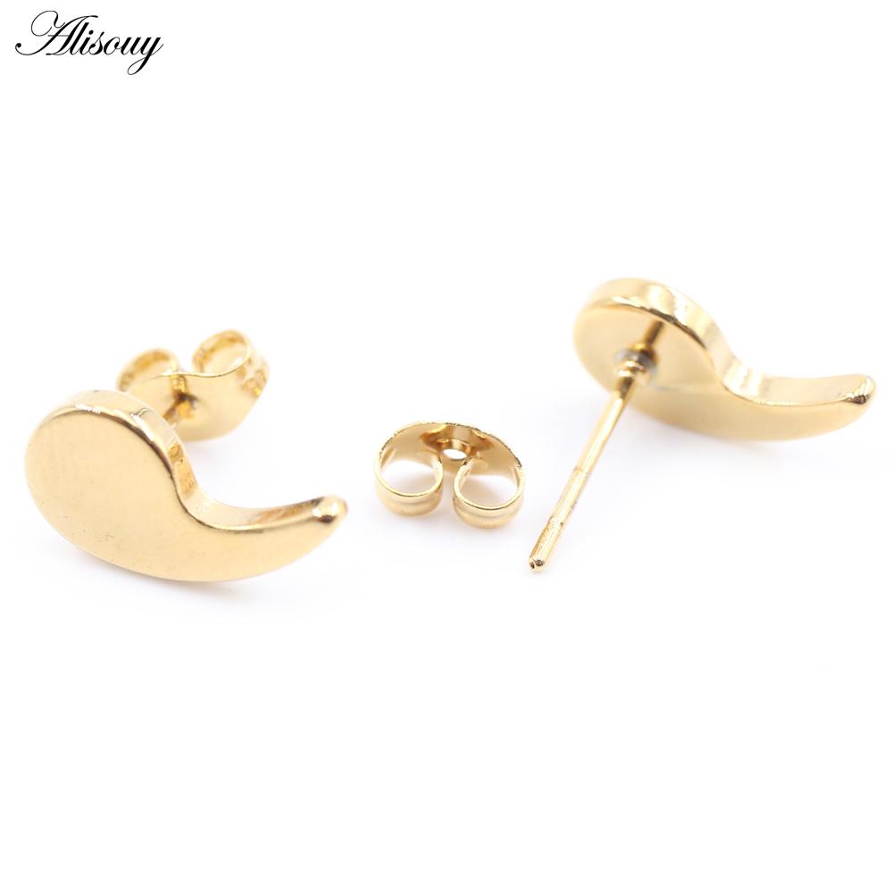 Alisouy 2PCS Stainless Steel Water Drop Comma Men Women Ear Stud Earrings Tragus Septum Daith Captive Cartilage Piercing Jewelry