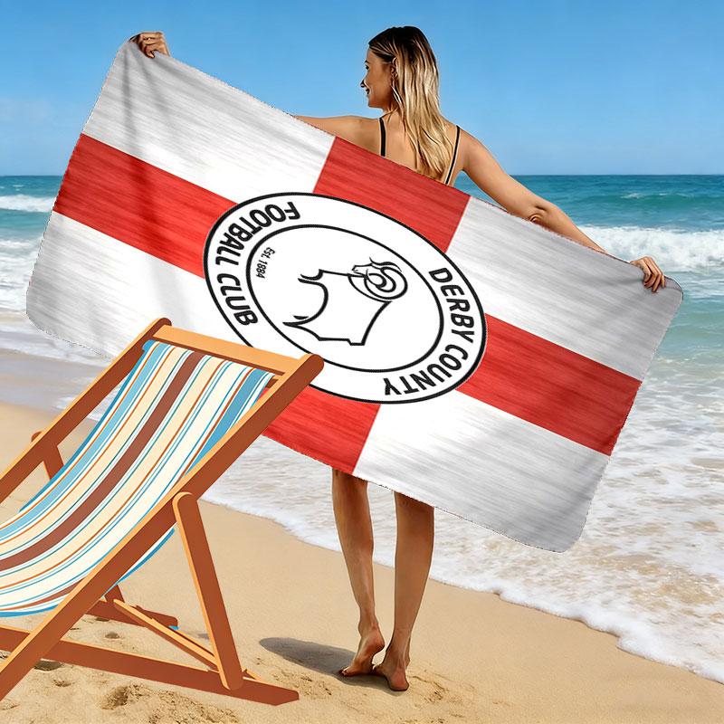 Derby County poster Beach Towel, Large Soft Quick Dry Towel for Beach Camping Swimming