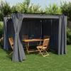 Vidaxl Garden Gazebo With Curtains, Anthracite, 3X3 M, Steel