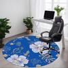 1 Stück Büroteppich, rund, mit blauem Blumenmuster, rutschfest, weich und langlebig, für die Innendekoration, perfekt fürs Büro, schöne Dekoration yy26