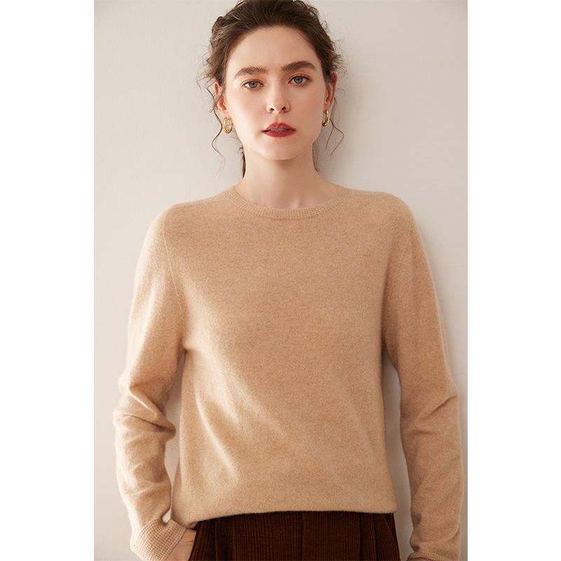 

Уютный шерстяной свитер с круглым вырезом 2024 - Осенний трикотаж, Однотонный, Длинный рукав, Теплый и Стройнящий L