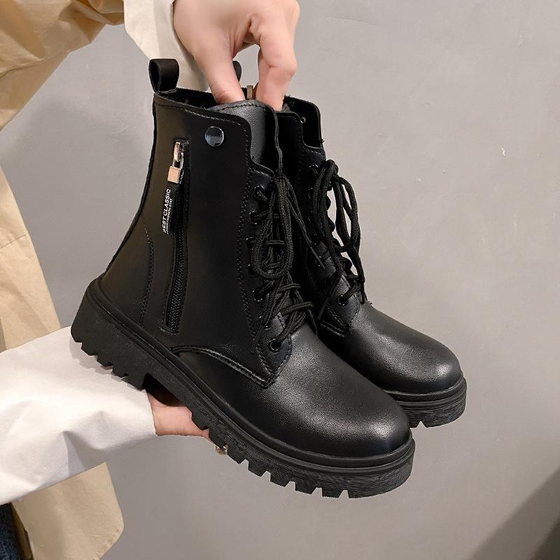 

2025 Новые женские ботинки на платформе с низким каблуком - Обувь для ранней осени 36 чёрный