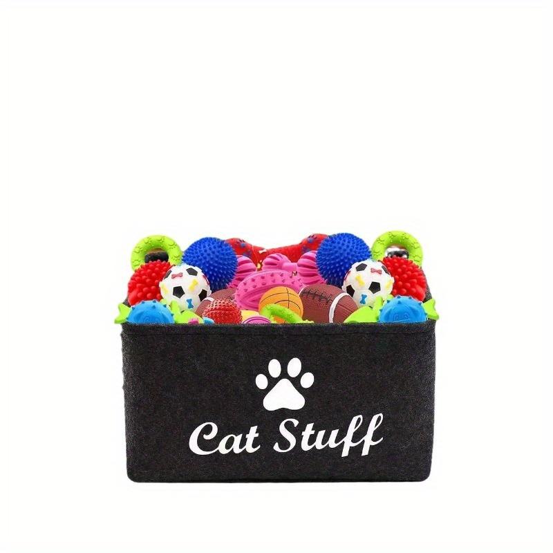 Plush Toy Storage Box Pet Toy Organizer Felt Basket with Iron Handle Storage Bin