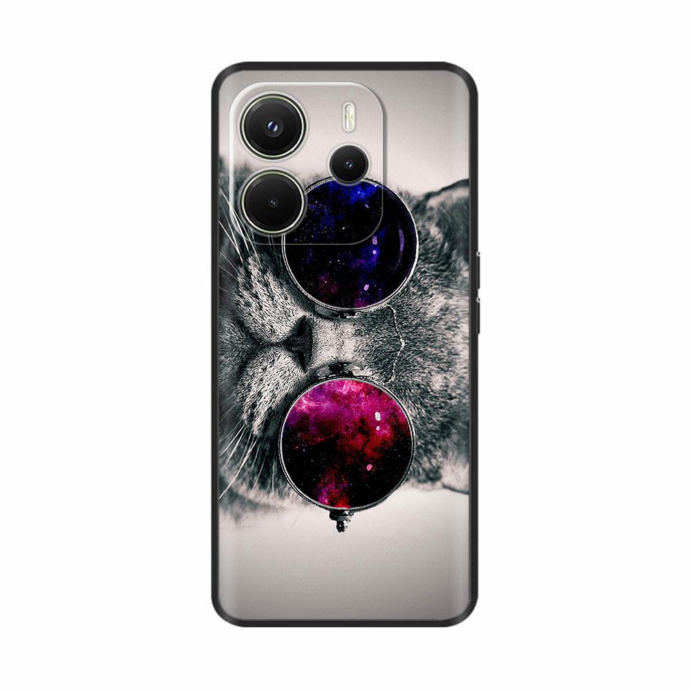 For Xiaomi Redmi Note 14 4G Case Luxury Painted Cover Black Silicone Phone Case For Redmi Note 14 Fundas note14 4G Soft Bumper