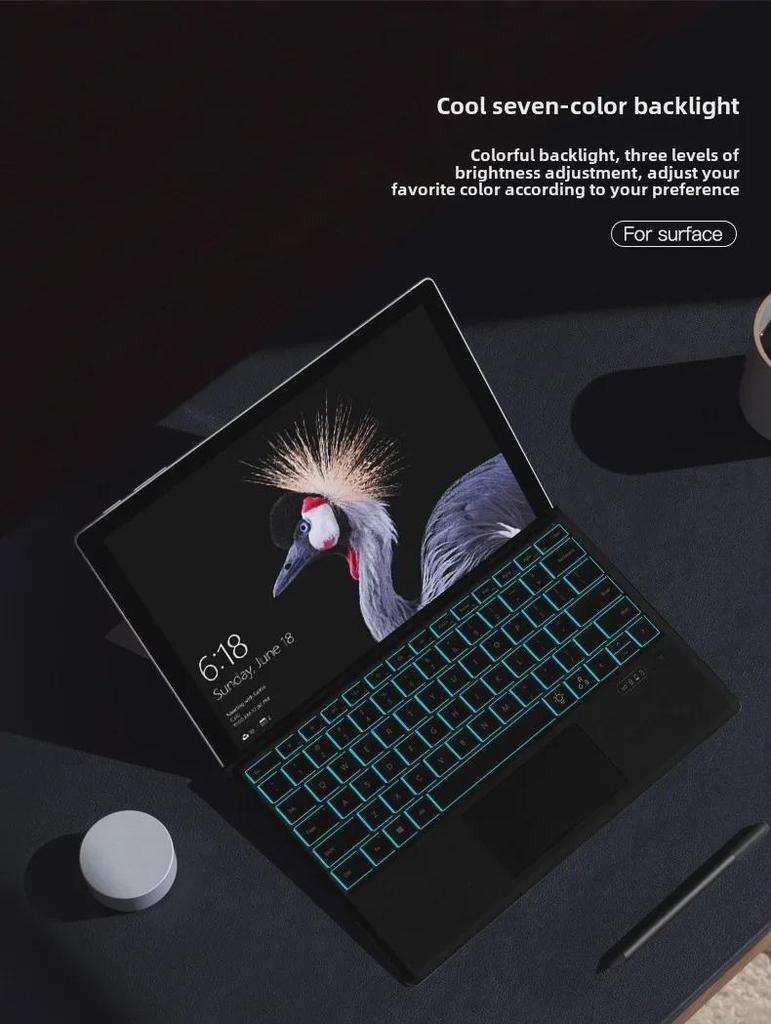 Compatible Keyboard Shell for Microsoft Surface Pro, Surface Go Series, and Bluetooth Backlit Keyboard.