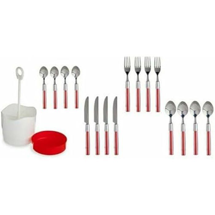 Sada příborů - Kinvara - S3625632 - Nerezová ocel - 8 kusů - Červená
