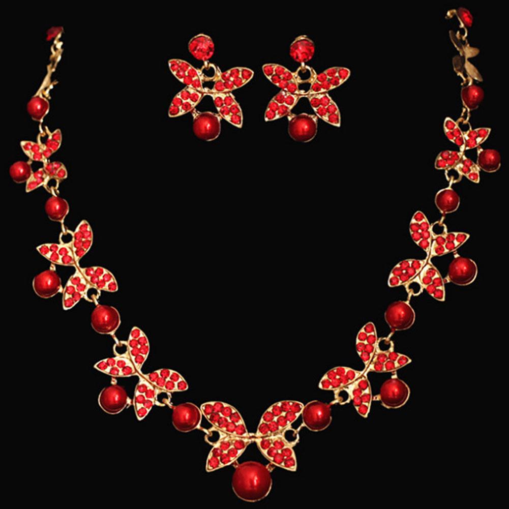 Buy Rhinestone Chain Necklace Stud Earrings Bridal Jewelry Set at