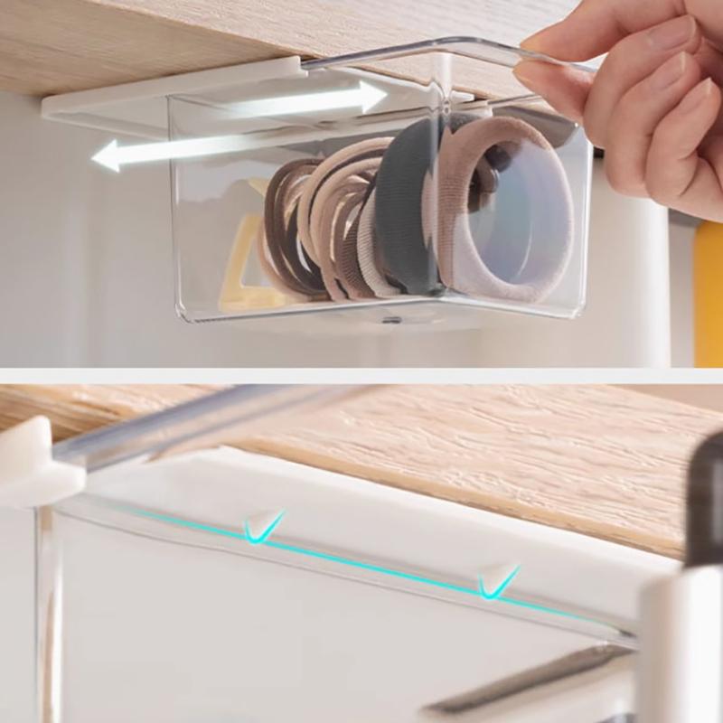 2 Pcs Transparent Desk Drawer Organizers Box Makeup Organizer Clear Plastic Storage Box Cosmetic Cotton Pads Cosmetic Desk