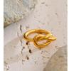 Eetit Size 7 Stainless Steel Cast Open Ring for Women 2025 Knotted Temperament Fashion Finger Jewelry PVD Plated