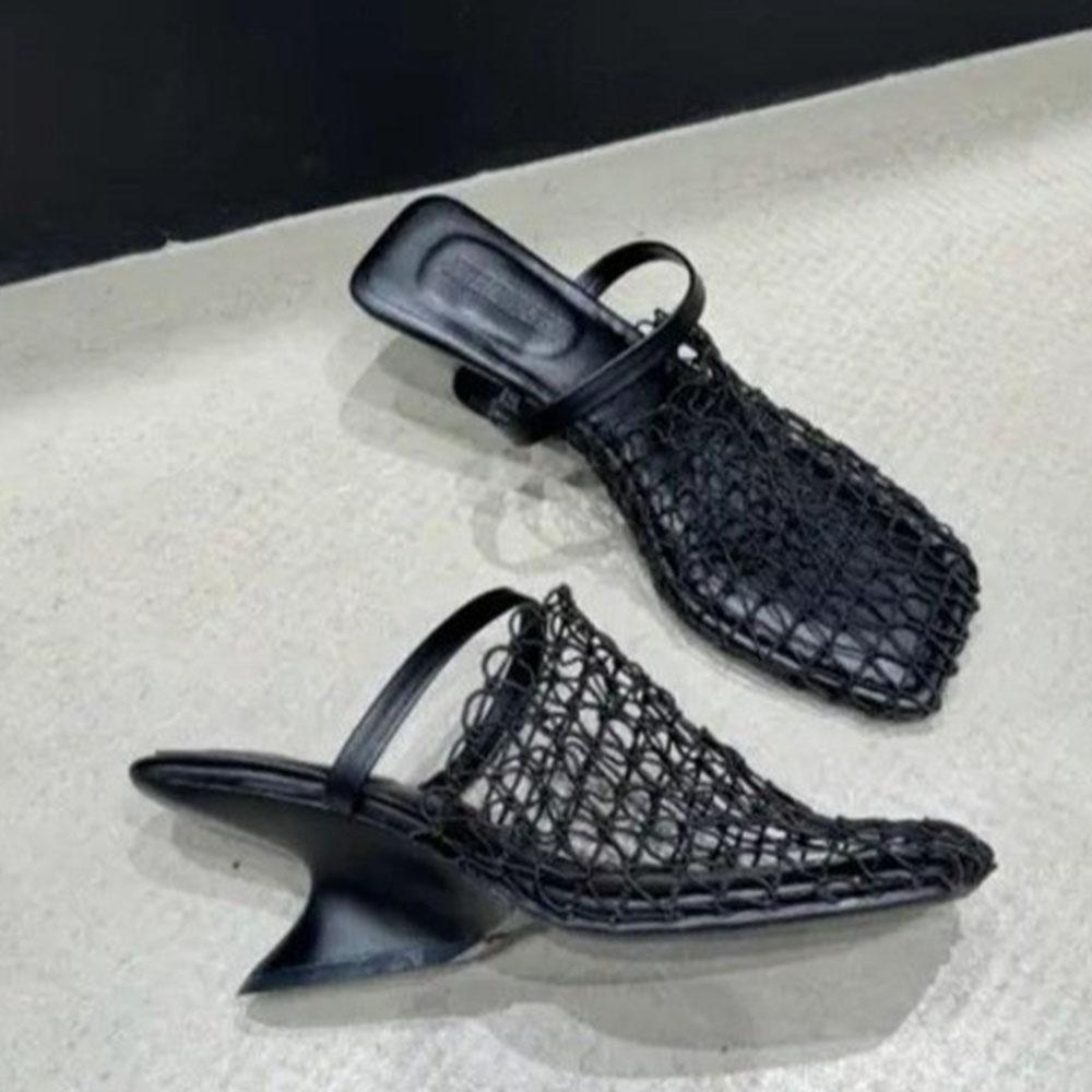 Brand New Summer Trendy Mesh Sexy Party Women Sandals Fashion Hollow Out Walking Comfy Women Mule Shoes Dropship