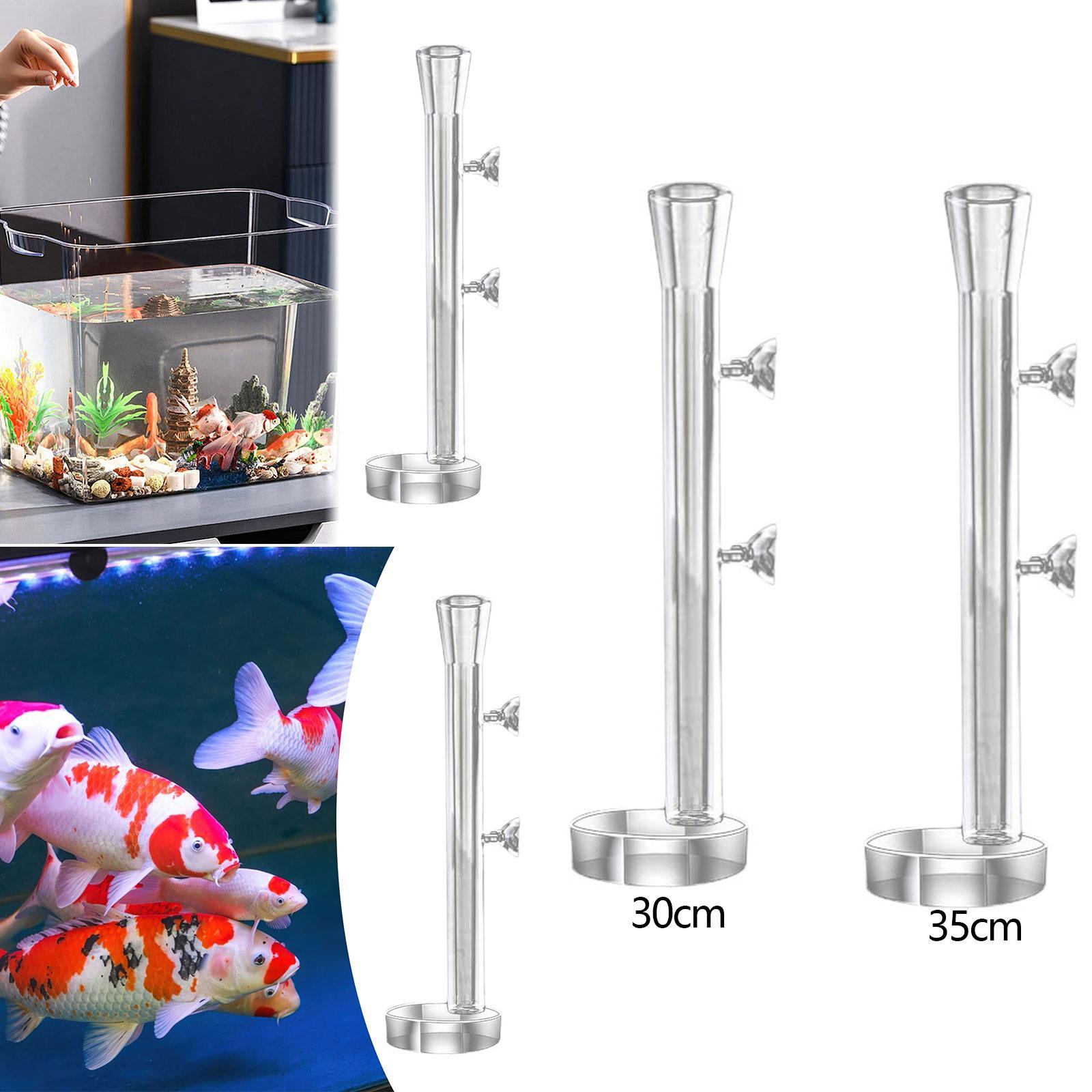 Acrylic Feeder Tube for Aquarium Fish Feeding Station Transparent Tube with Feeding Dish for Shrimp and Snail 30cm