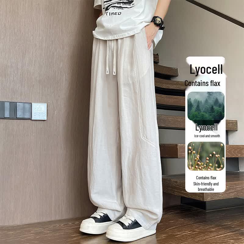 MEDE Men's Tencel Linen Ice Silk Casual Pants