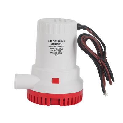Pompa di sentina silenziosa per barche, sommergibile, DC, micro-scarico, acque reflue marine, per laghetti, piscine, 2000 GPH, 24 V