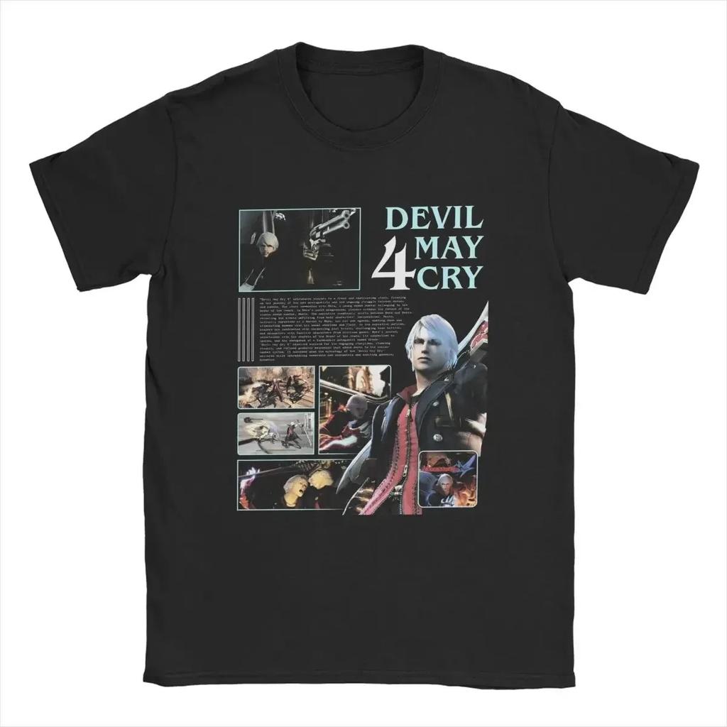 Dante Devils 3 T-Shirts Men Action Game DMC May Cry Hipster Cotton Tee Round Collar Short Sleeve T Shirts Big Size Merchandise