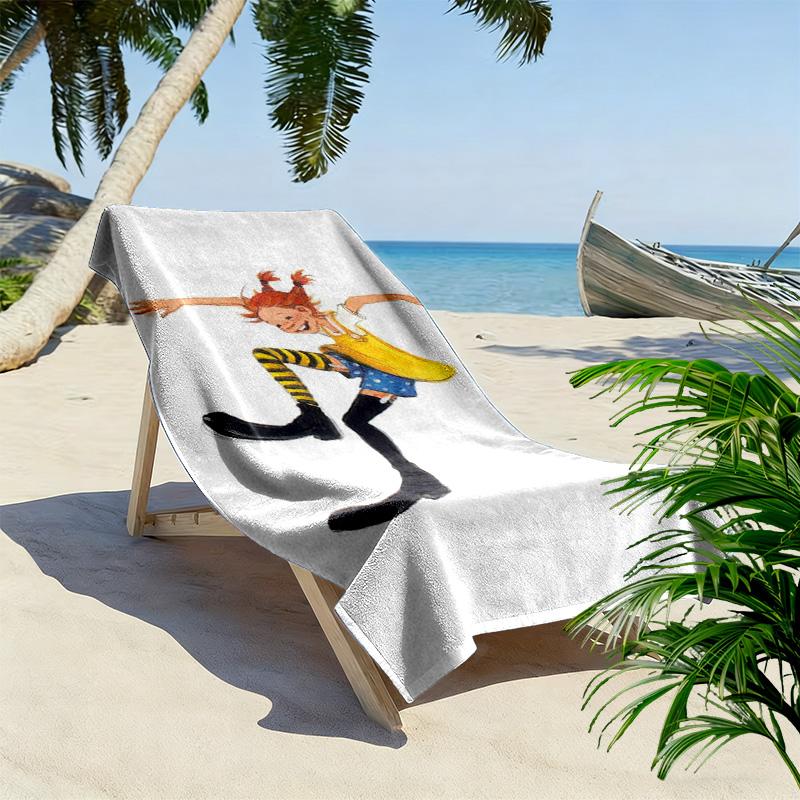 Asciugamano da Spiaggia con Stampa di Pippi Calzelunghe, Asciugamano Grande Morbido ad Asciugatura Rapida per Spiaggia Campeggio Nuoto