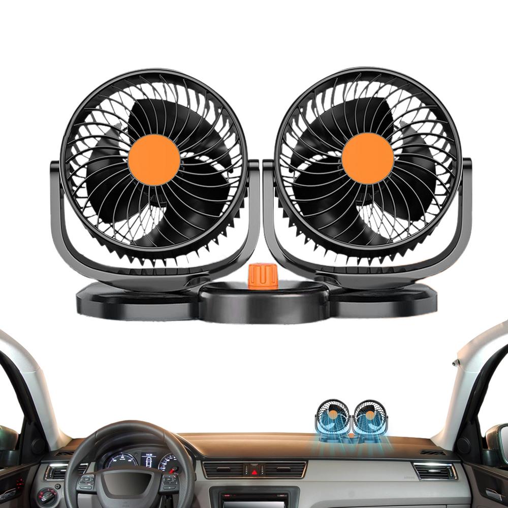 Double Head Car Fan Double Head Vehicle Fan 24V Adjustable Dashboard Cooling Device With Strong Wind Low Noise Design For Indoor