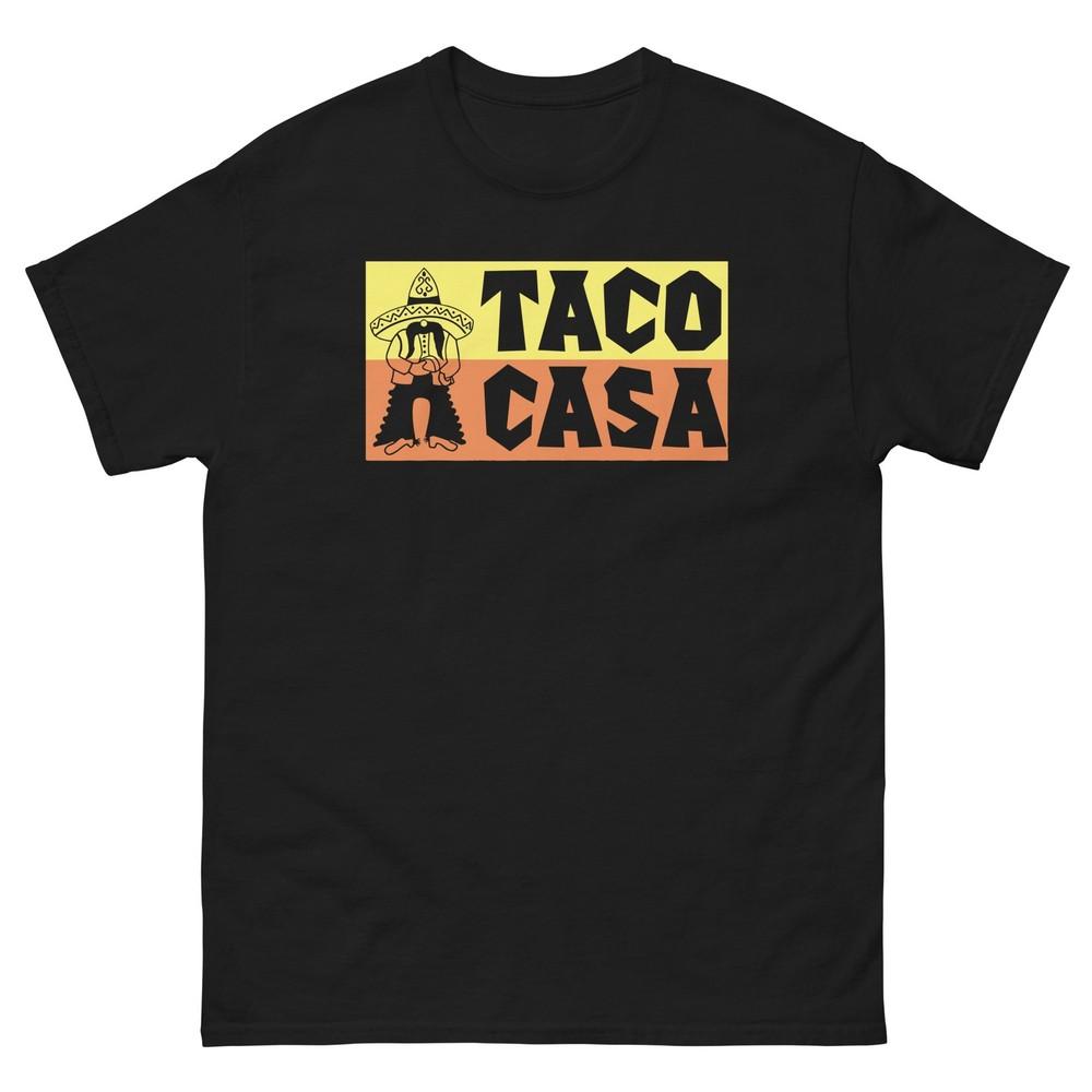 Taco Casa Retro Mexican Man Sombrero Graphic T-shirt