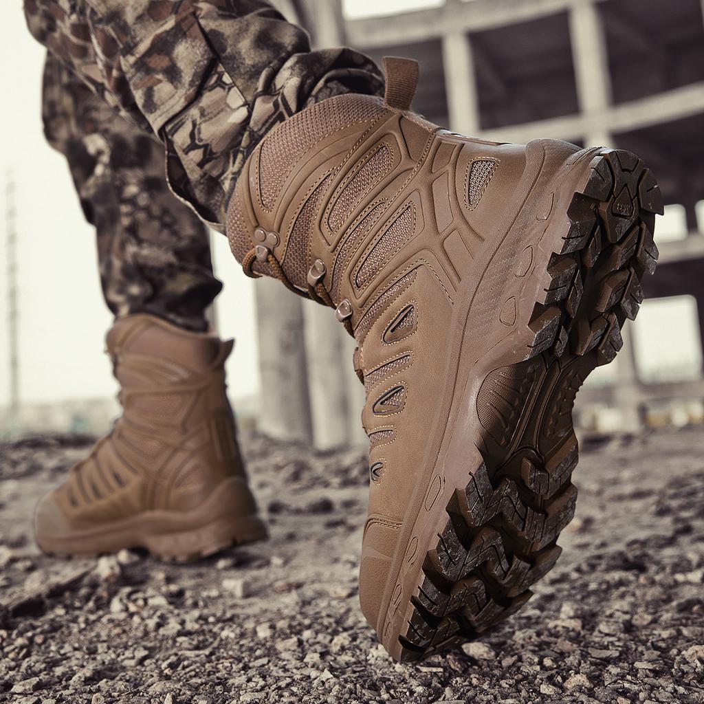 TUINANLE Man Safety Shoes Work Army Boots Breathable Slip Resistant Desert Climbing Hiking Shoes for Men