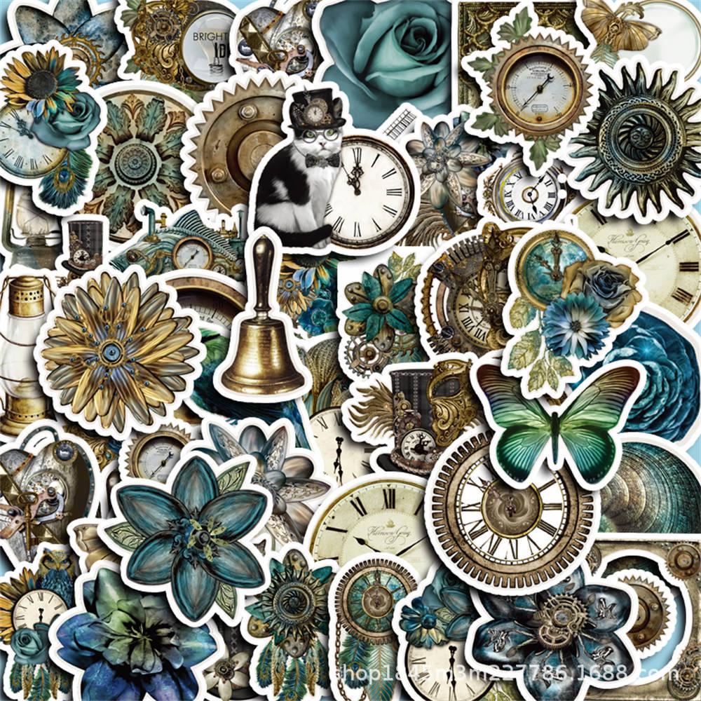 50 Sheets Green Willow Bird Shadow Retro Planner Stickers for DIY