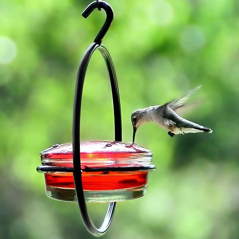 Hängender Kolibri-Futterspender Zieht Vögel an Außen Kolibri-Futterspender mit roter Glasschale für draußen Garten Hinterhof Terrasse Deck