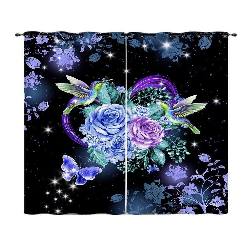 Curtains Love Rose Valentine Hunliji Curtains Bedroom Living Room Blackout Curtain Perforated