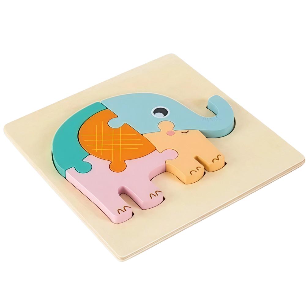 3D Children Wooden Puzzle Embedded Cartoon Animal Jigsaw Puzzles 2 In 1 Animal Cognition Early Learning Puzzle Set