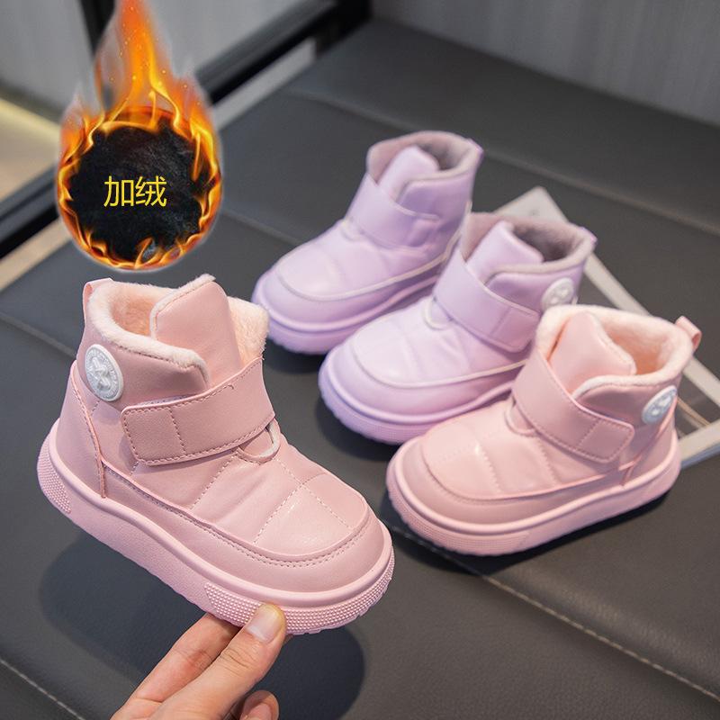 

Зимние сапоги для девочек, зима 2023, новые детские теплые хлопковые сапоги с высоким берцем, водонепроницаемая нескользящая хлопковая обувь для детей старшего возраста и девочек