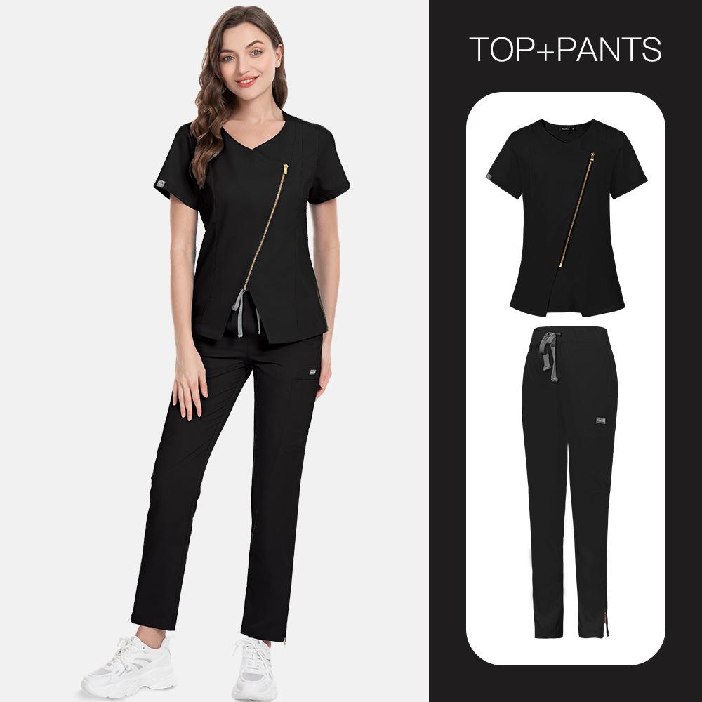 Beauty Salon Spa Private Club Confinement Center Hand Washing Clothes Surgical Clothes Nursing Clothes Solid Color Staff Uniform Embroidery Characters