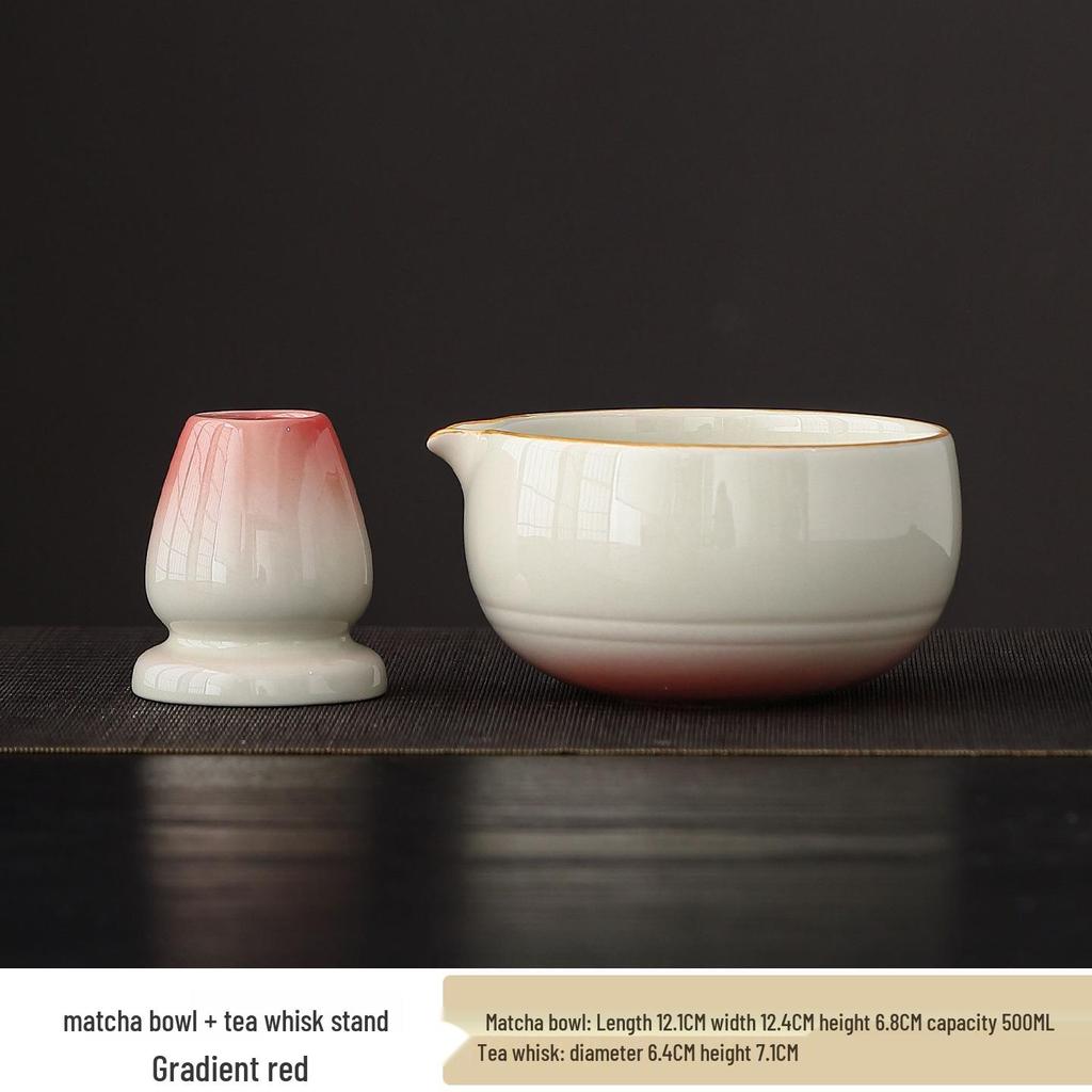 Japanese Matcha Tea Set: Ceramic Bowl & Whisk