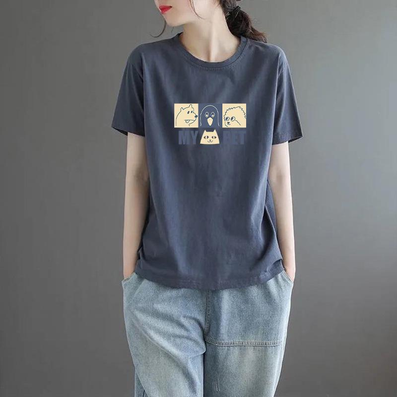 2025 Korean Style Women's Loose Letter Print Slimming T-Shirt